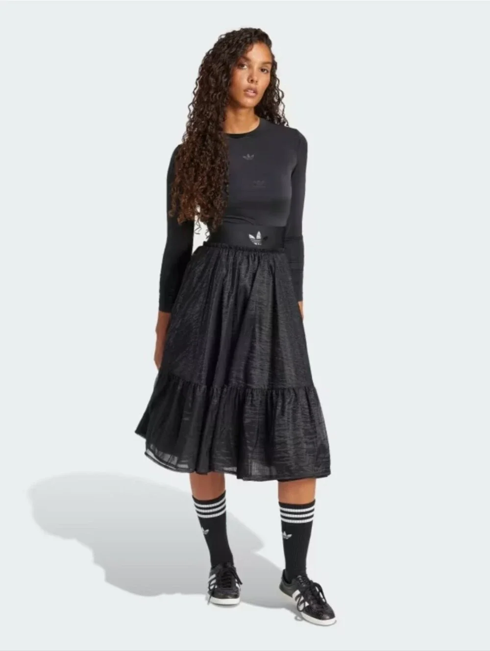 NWT Adidas Originals Waistband Tulle Maxi Skirt | Black, XL - Picture 5 of 9